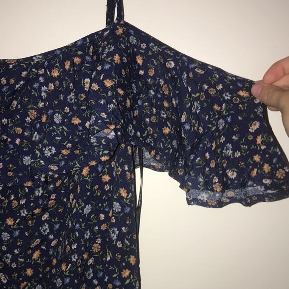 Forever 21 Boho Casual Dress Mini Sleeveless Frills Ruffles Floral Size Medium - Picture 8 of 9